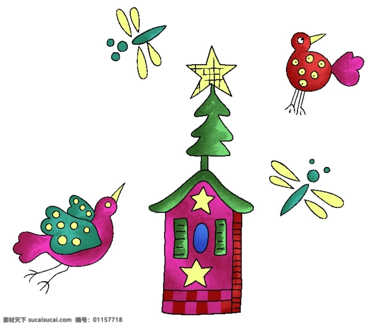 小鸟 动物昆虫 卡通漫画 分层 psd0004 设计素材 分层插画 psd源文件 白色