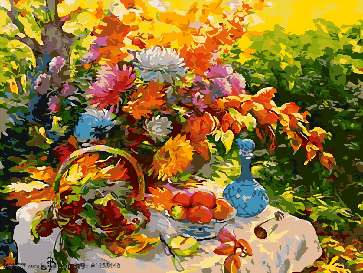 油画花束 油画 国画 数字画 花卉 植物 花瓶 文化艺术 绘画书法
