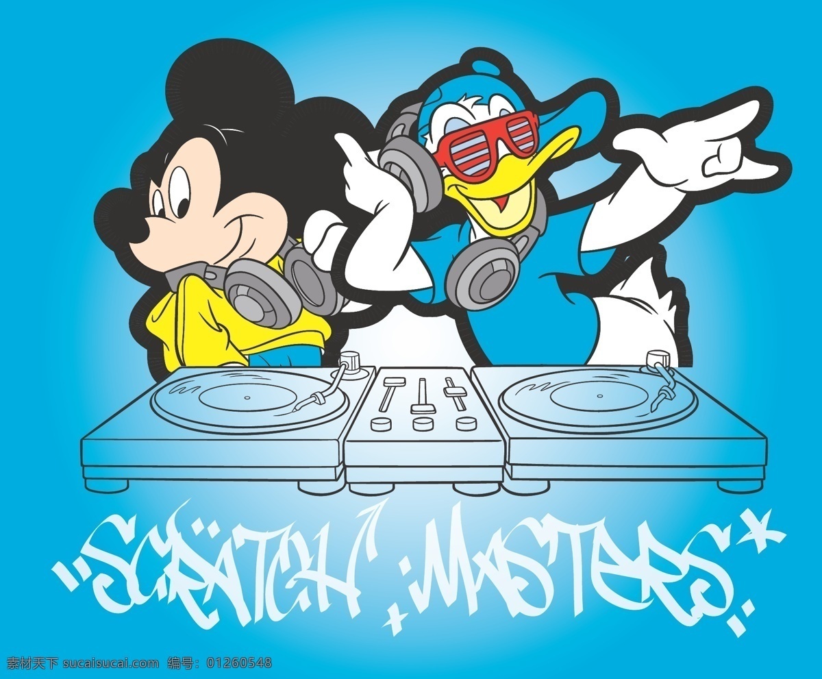 米老鼠 唐老鸭 迪士尼动画 dj 音乐素材 打碟师 迪士尼 动漫动画 动漫人物