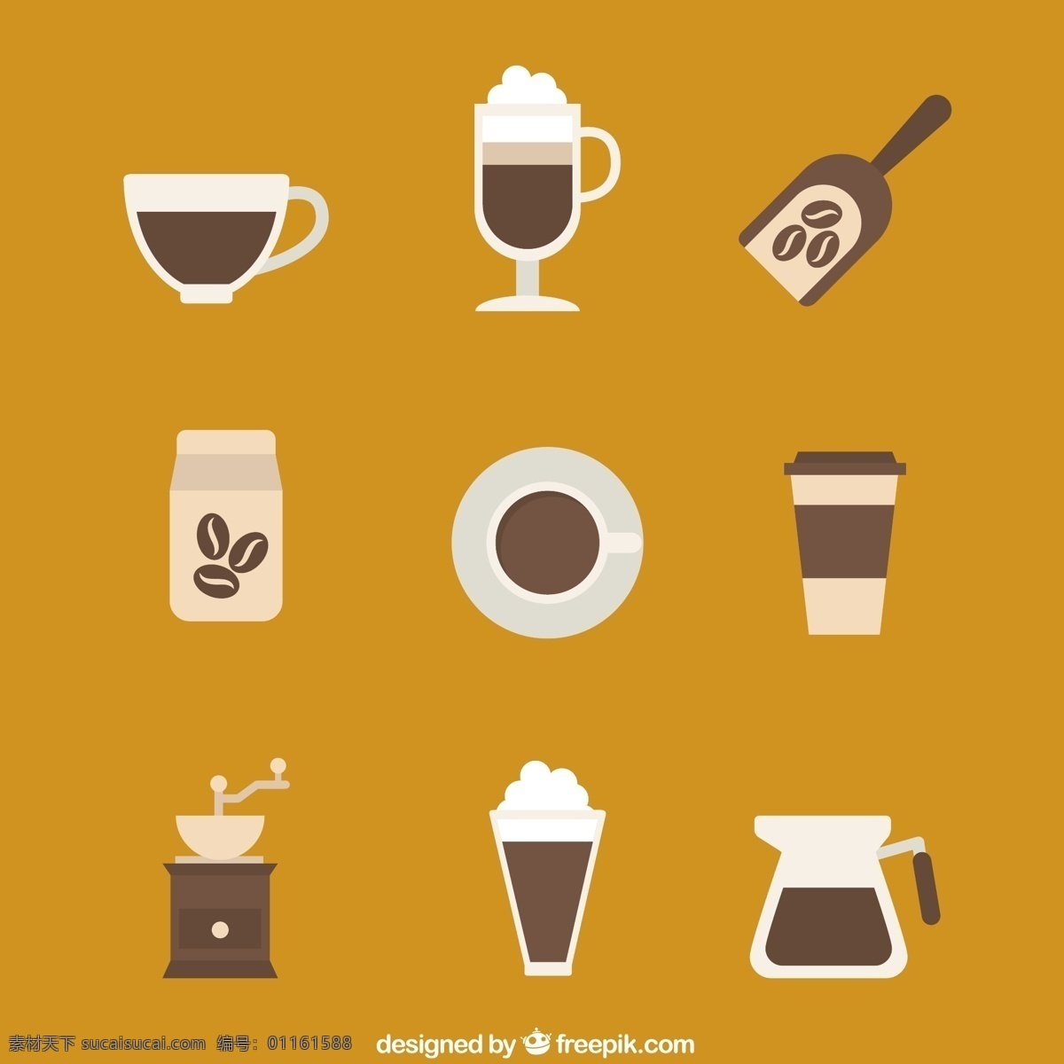 款 咖啡 元素 图标 矢量 9款 咖啡色 创意 棕色
