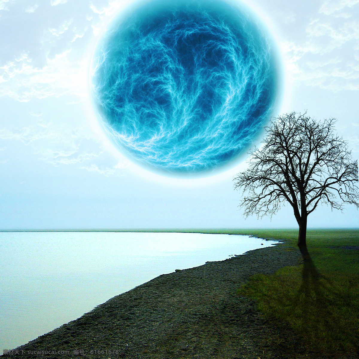 星球 草地 地球 湖 科学研究 蓝天 魔幻 奇幻 宇宙 云彩 星空 星际 树 现代科技