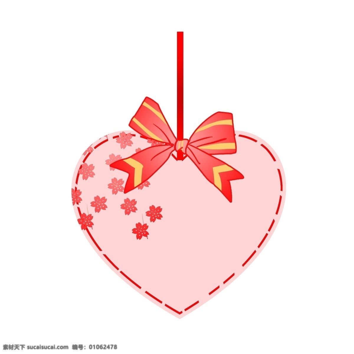 情人节 心形 卡片 插画 心形的卡片 红色的蝴蝶结 卡通插画 手绘 创意卡片插画 红色的花朵