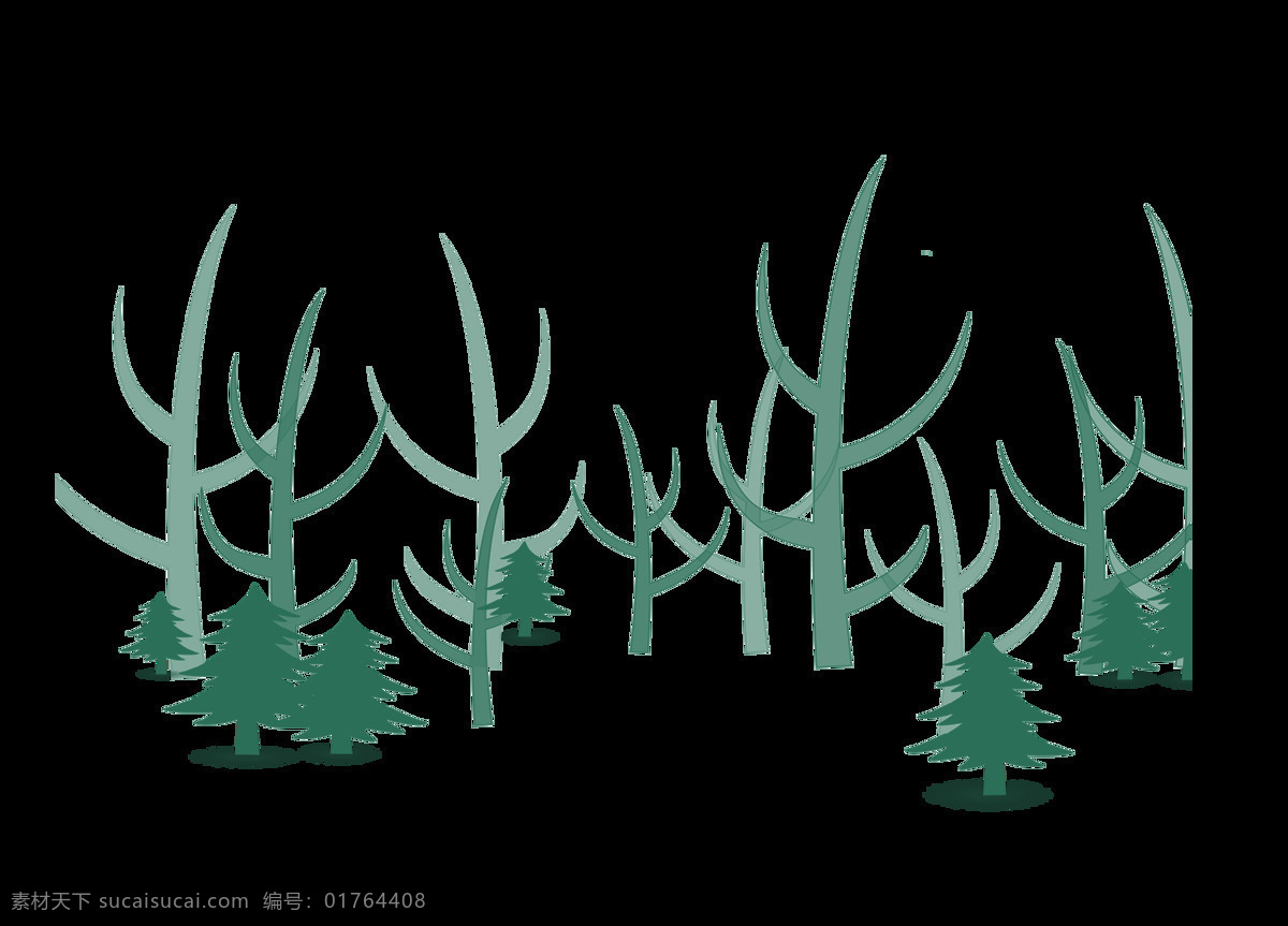 卡通 简约 手绘 森林 元素 松树 绿色 树木 绘画 png元素 免抠元素 透明元素