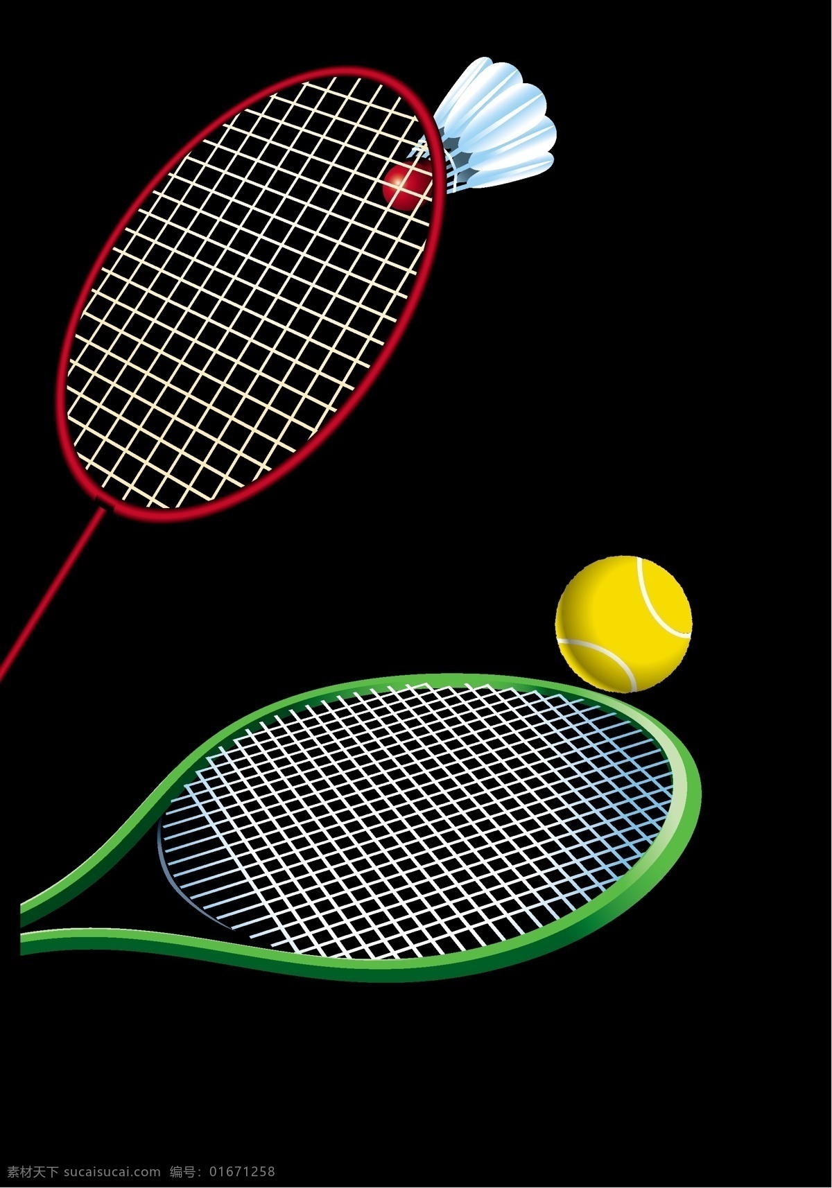 网球拍 羽毛球拍 矢量图 运动器材 体育用品 生活百科