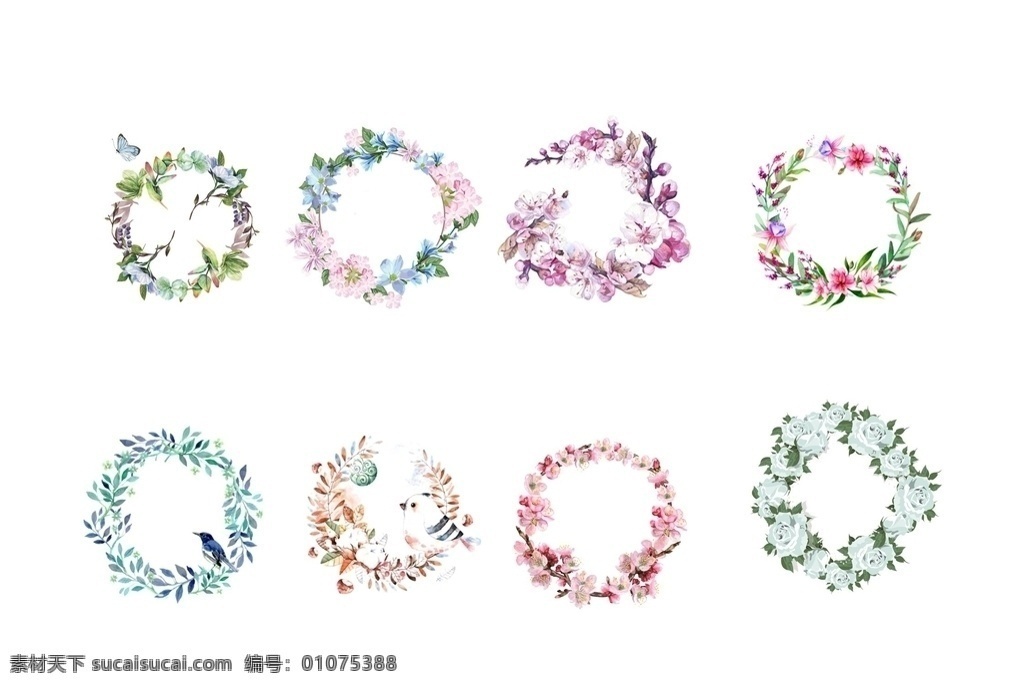 花环 婚庆 花纹 花朵 叶子 花边 底纹 时尚花纹 花纹边框 花纹相框