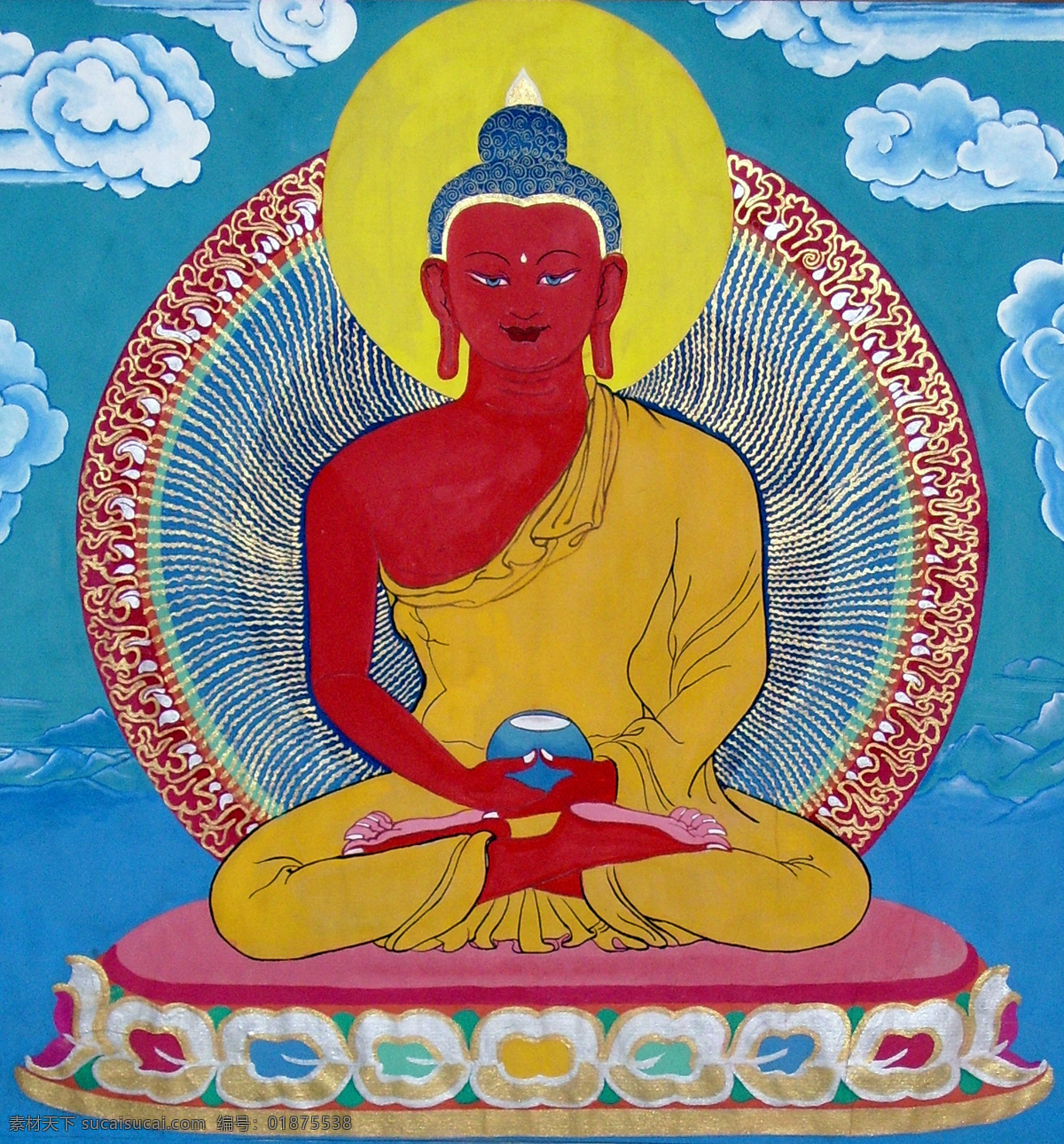 唐卡阿弥陀佛 唐卡 密宗 佛教 绘画 背景底纹 底纹边框