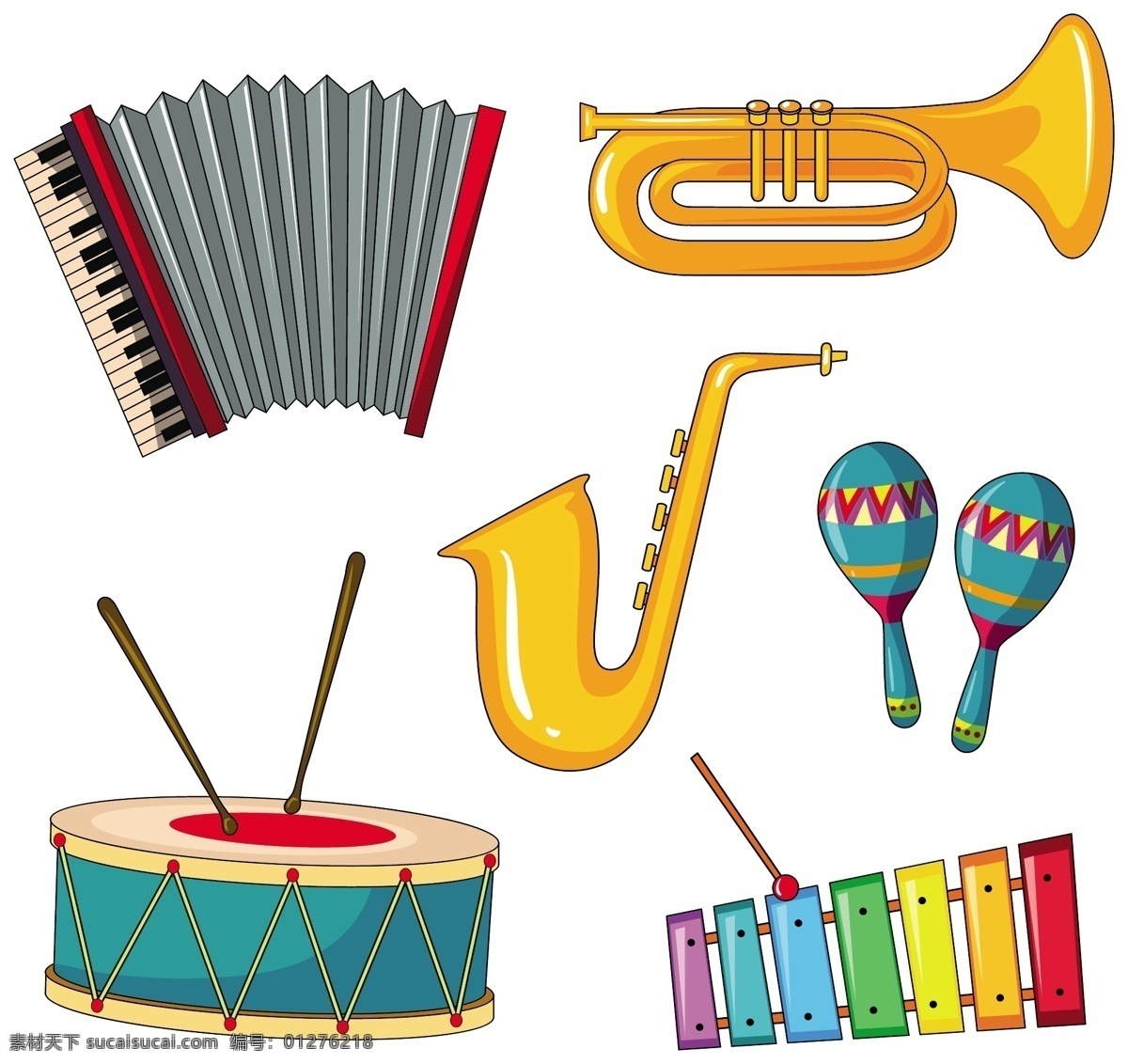 不同 类型 乐器 插图 艺术 绘画 音乐 不同类型