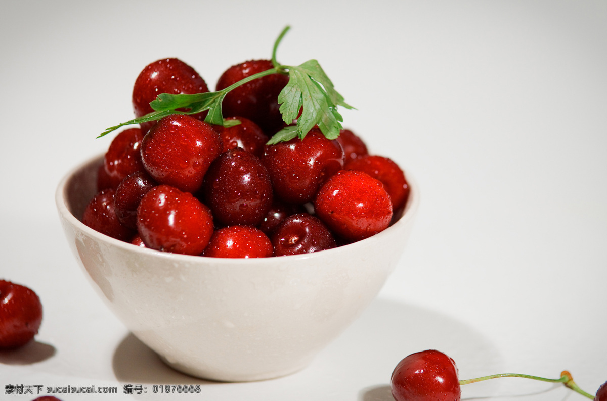车厘子 樱桃 健康水果 营养丰富 莺桃 含桃 荆桃 白色碗 水果 生物世界