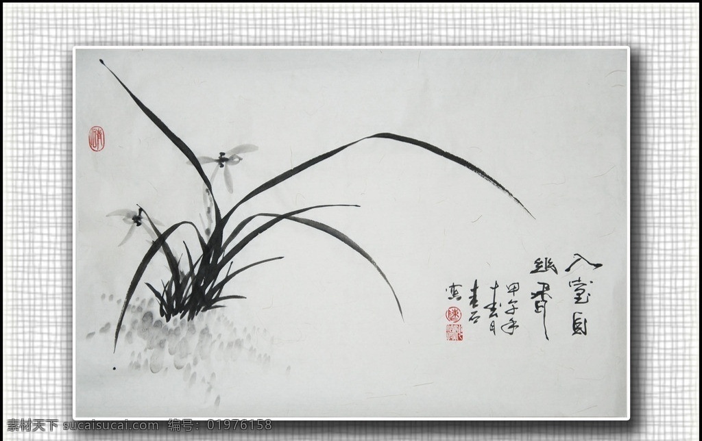 青石国画兰花 国画兰花 写意兰花 墨兰 兰花 绘画书法 文化艺术