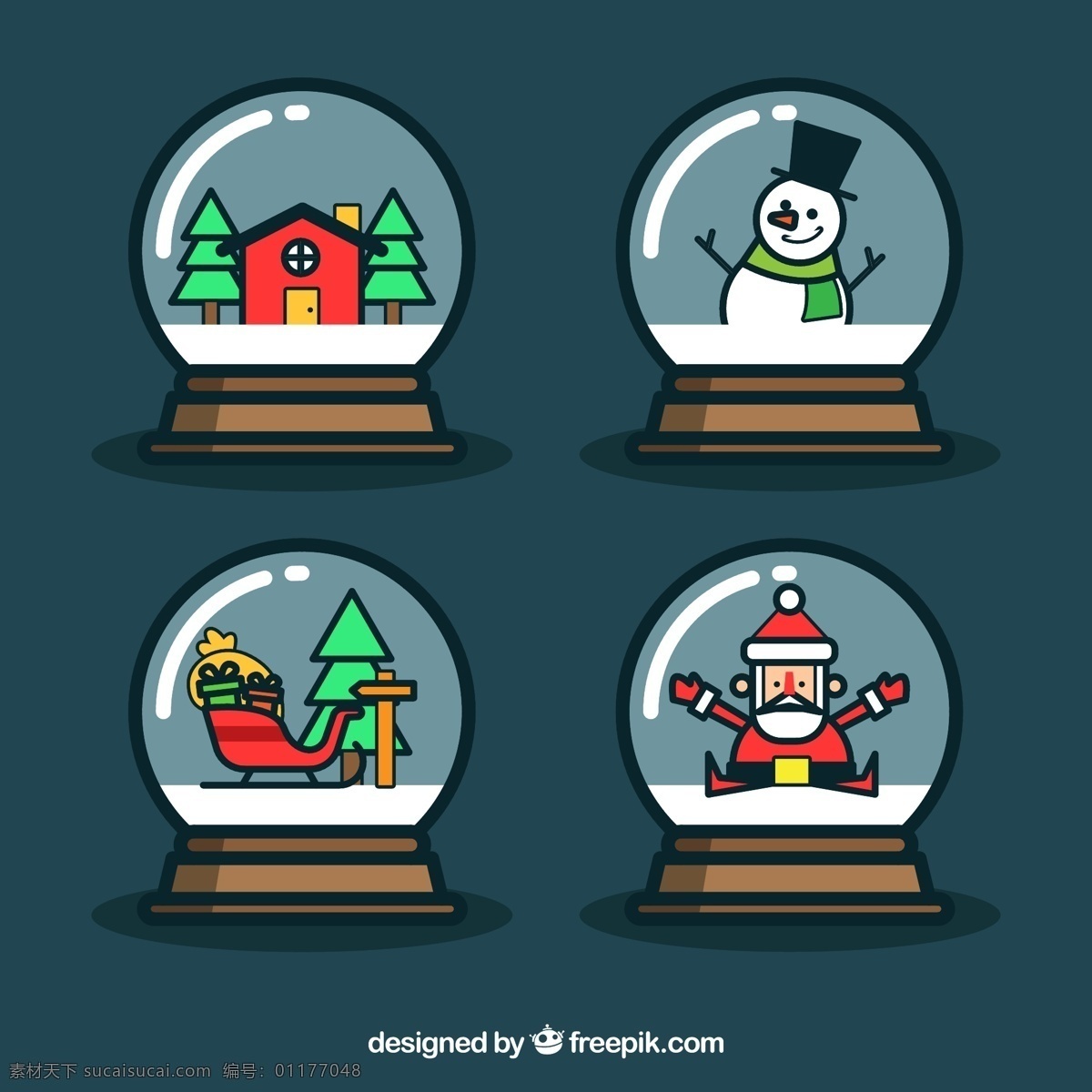 圣诞 雪花 玻璃球 房屋 圣诞树 雪人 圣诞雪橇 圣诞老人 源文件 矢量 高清图片