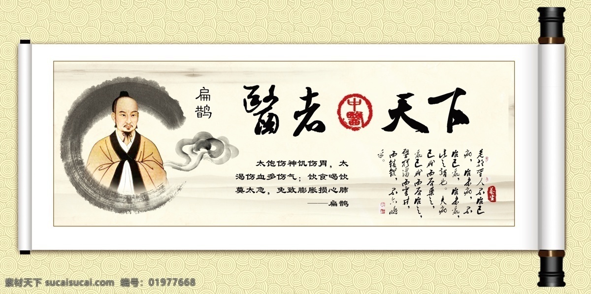 书卷 画轴 水墨 扁鹊名人名言 古典中国风