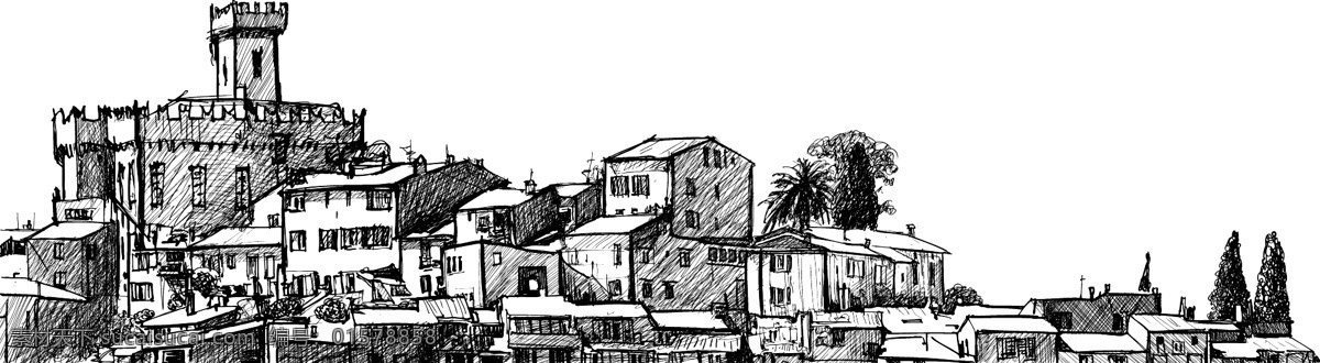 手绘 速写 城市 建筑 插画 黑白 艺术