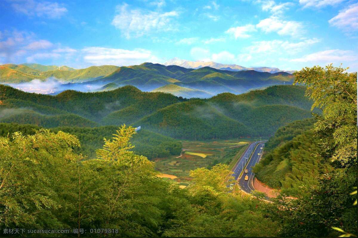 湖州 助力县 山间 景观 俯瞰 安吉公路 丘陵 起伏 植被 树木 茂盛 蓝天白云 旅游摄影 国内旅游