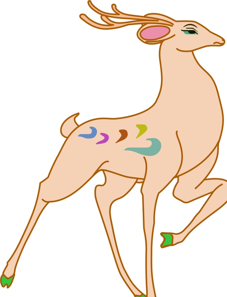 梅花鹿 矢量鹿 动物鹿 黄色的鹿 矢量卡通鹿 鹿角 卡通设计