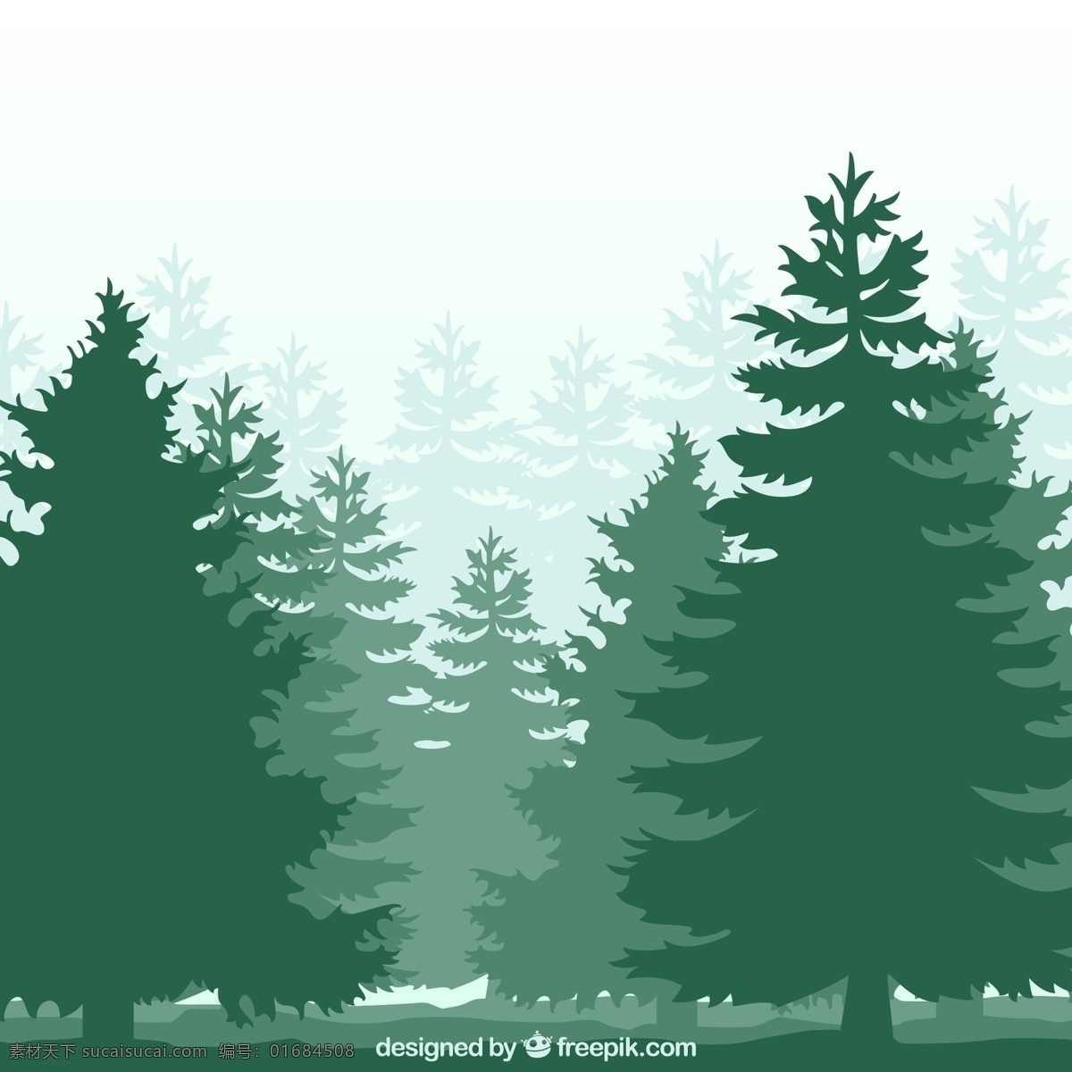 绿色 森林 剪影 松树 树木 矢量图 格式 矢量 高清图片