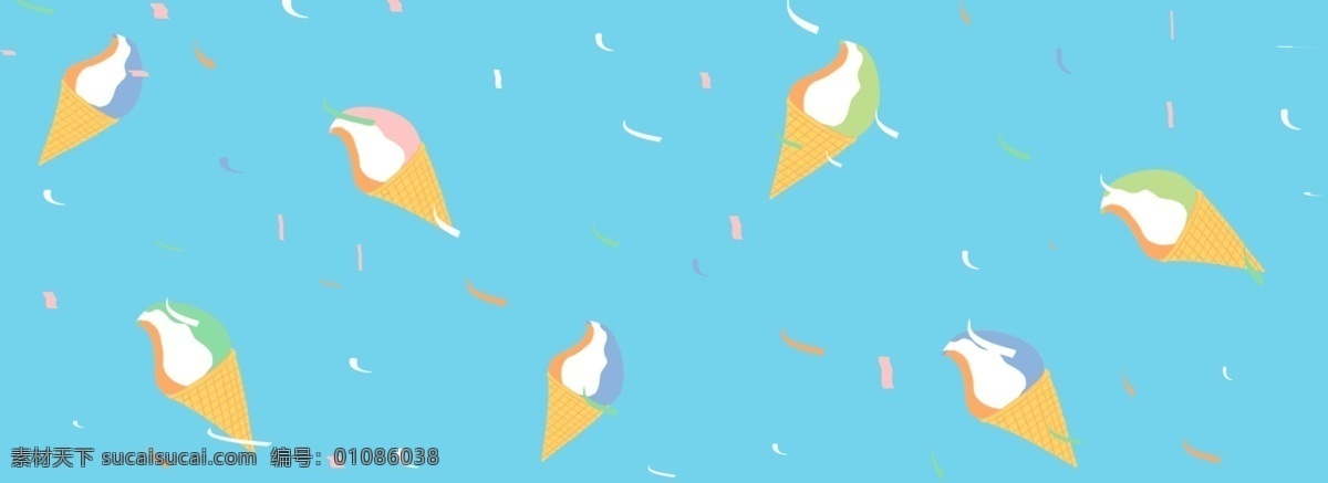 原创 夏日 风 冰激凌 背景 手绘 banner 复制