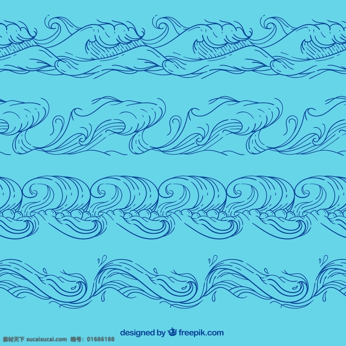 手绘海浪设计 浪花 手绘 海浪 大海 花纹 底纹边框 背景底纹