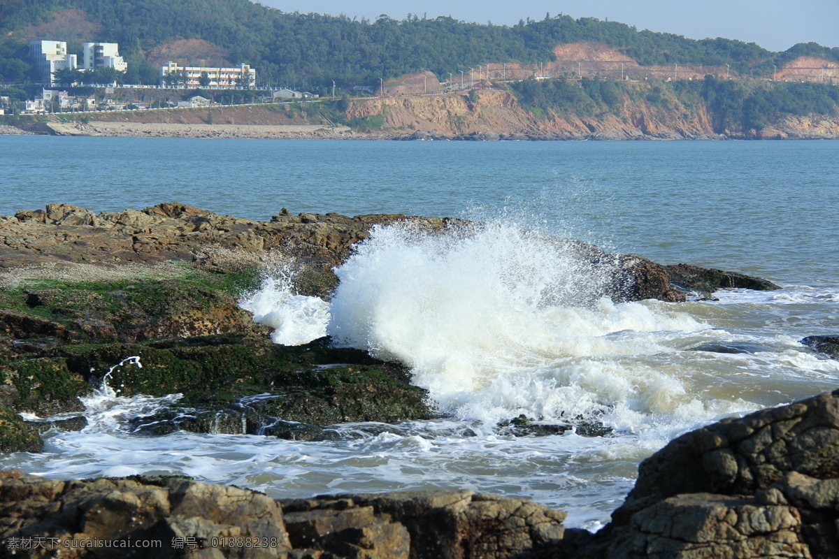 海边 浪花 大海 海滩 礁石 自然风景 自然景观 海边浪花 psd源文件