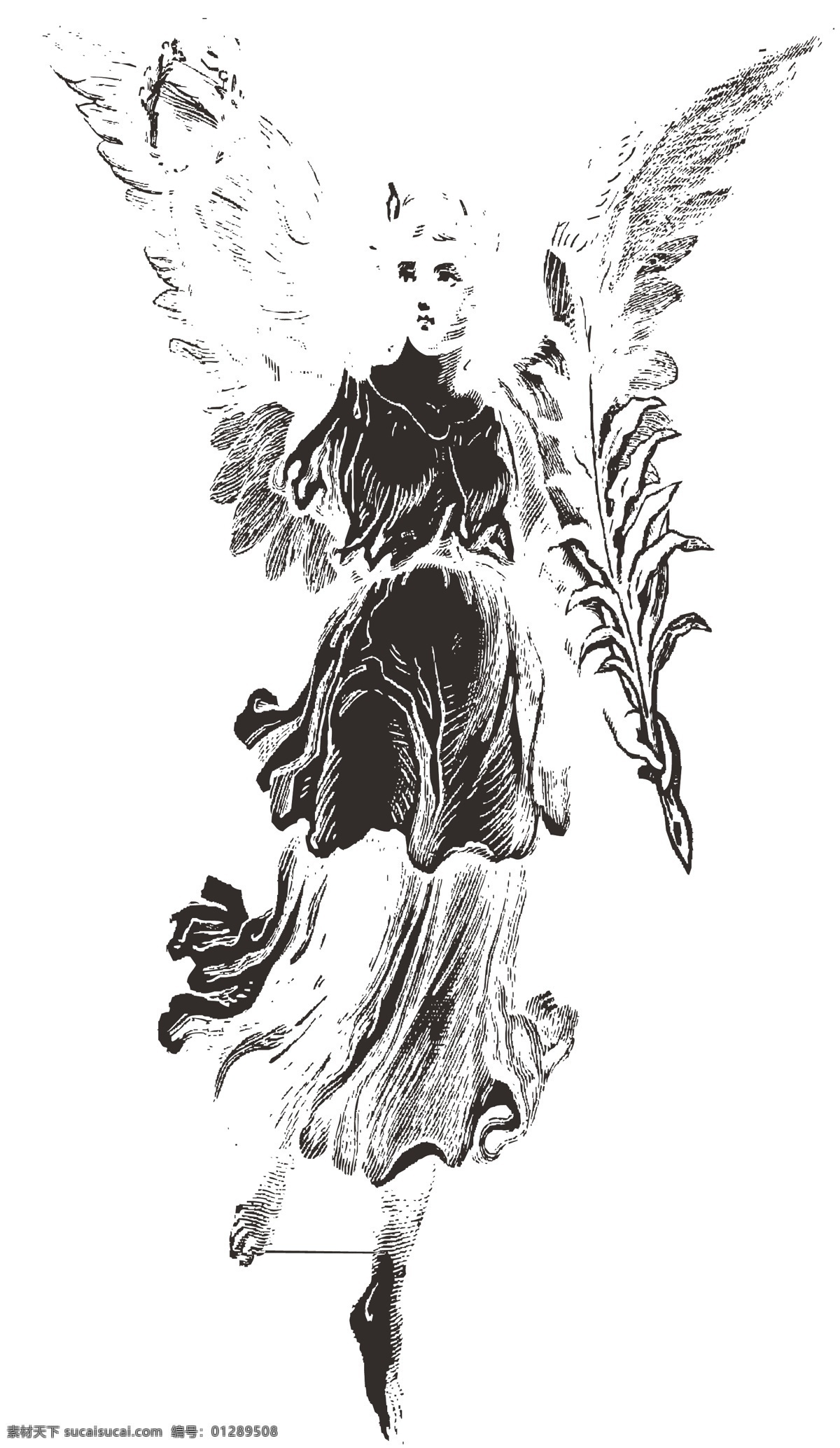 天使矢量 天使 翅膀 女天使 西方神话 花环