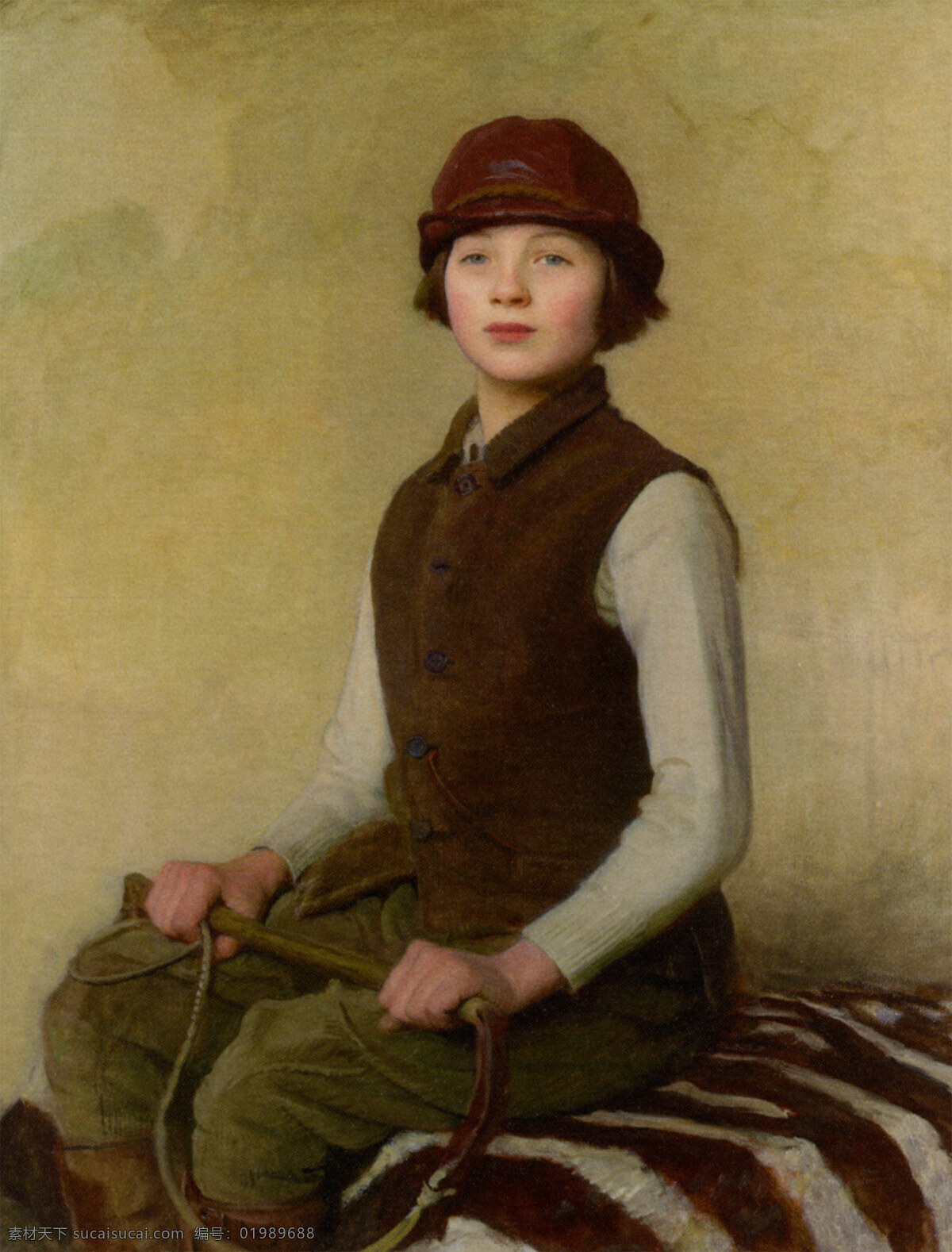 手 马鞭 女孩 世界名画 西洋油画 人物 肖像 女子 帽子 绘画书法 文化艺术