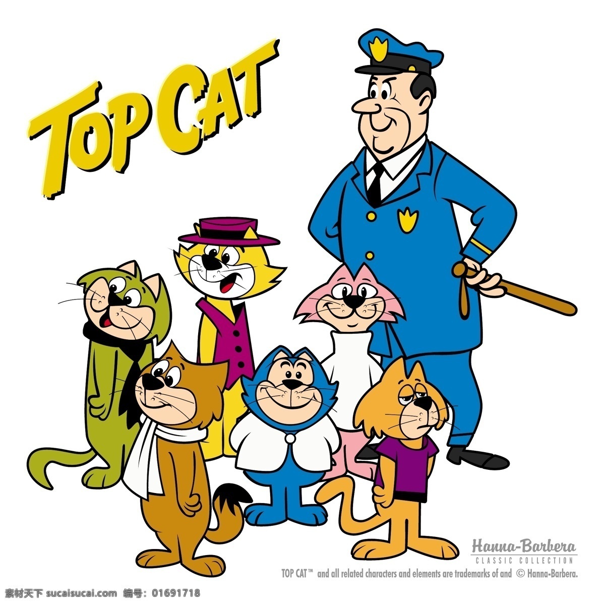 猫老大 卡通 动画 漫画 卡通人物 cartoon top cat 矢量人物 明星偶像 矢量图库 卡通明星