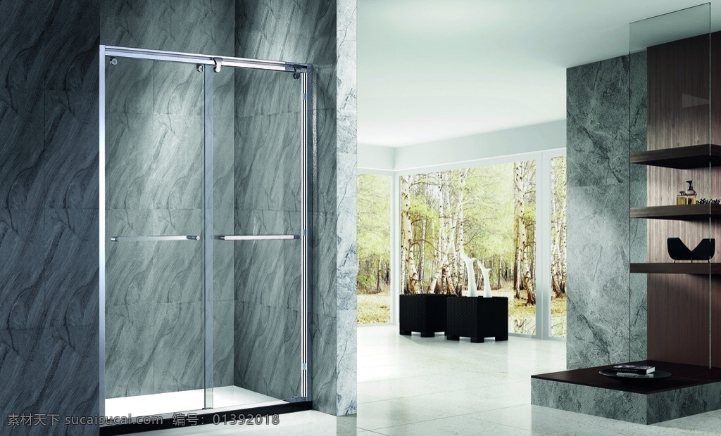 淋浴房 3d 效果图 高清图 室内效果图 不锈钢 钢化玻璃 3d设计 3d作品