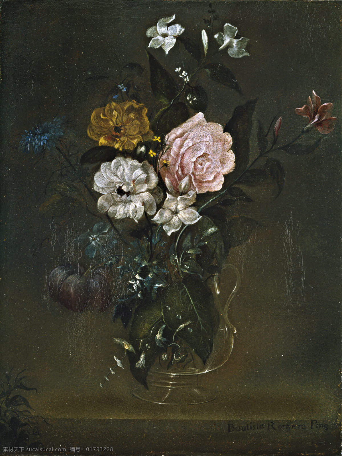 cen0大 early century of end jazmines y rosas con cristal de florero bautista juan romero 人物 油画 高清 西方 大师 国外 现代 装饰素材