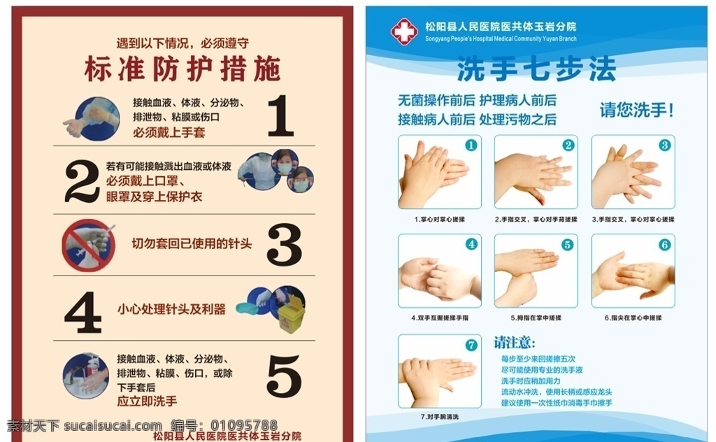 洗手七步法 标准防护 医院制度 展板 医院卫生 清廉文化