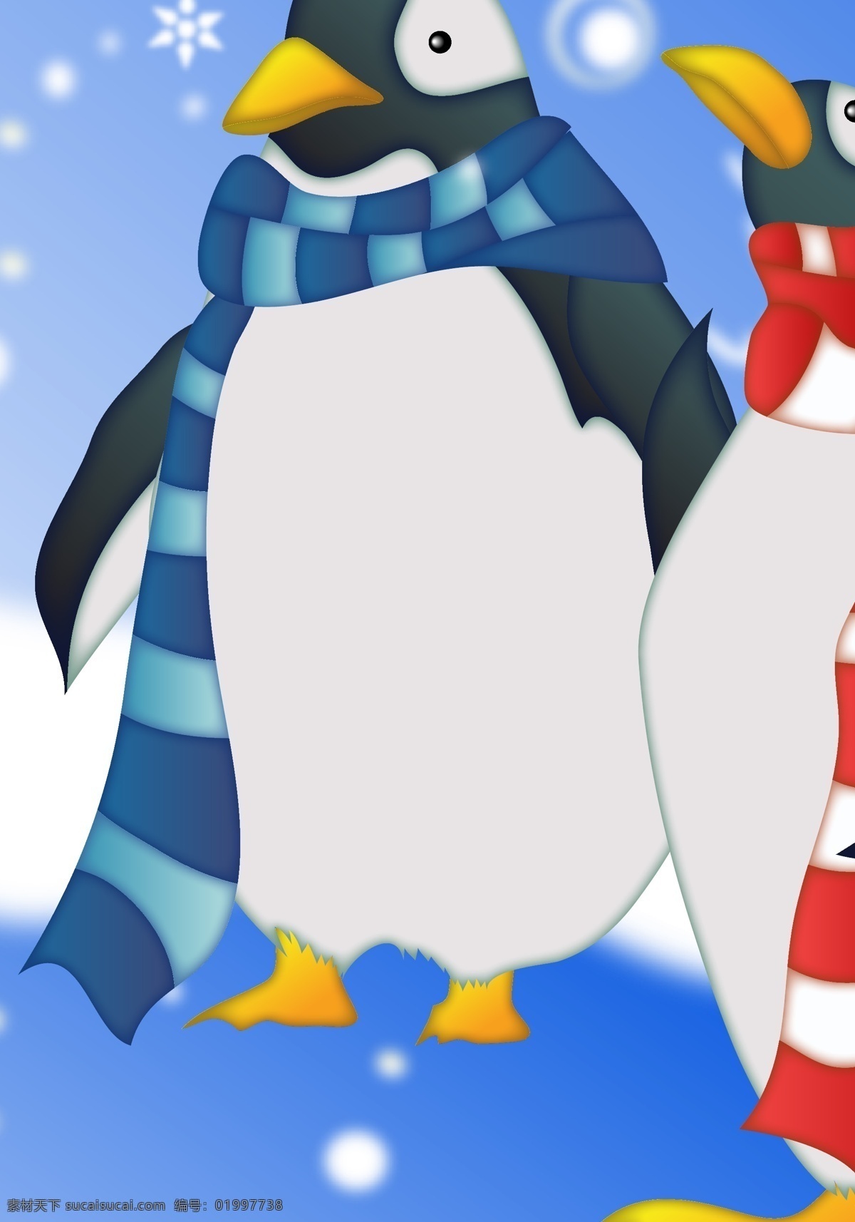 戴 围巾 企鹅 冬天 下雪 矢量图 生物世界