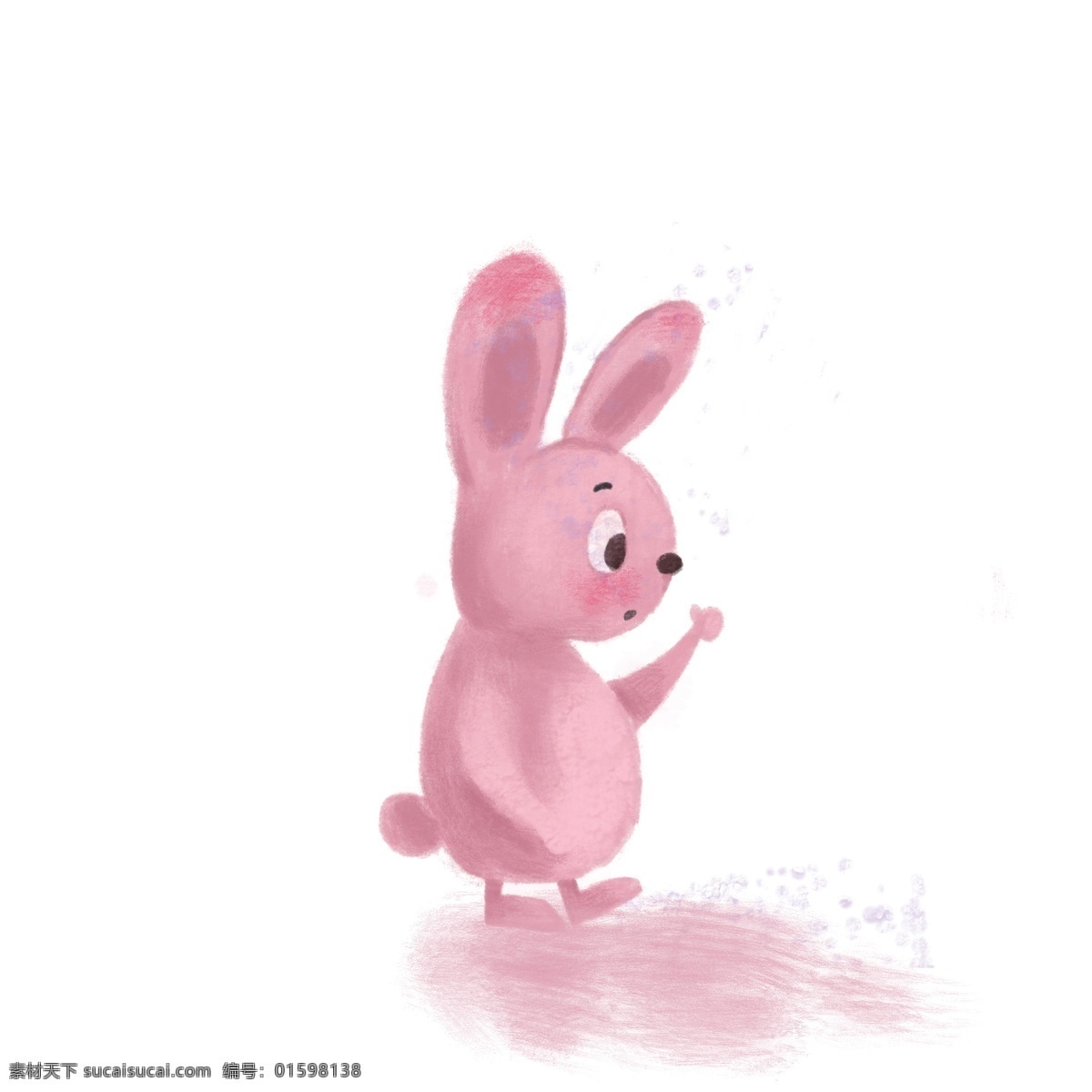 卡通 一个 可爱 粉色 兔子 手绘 动物 萌宠