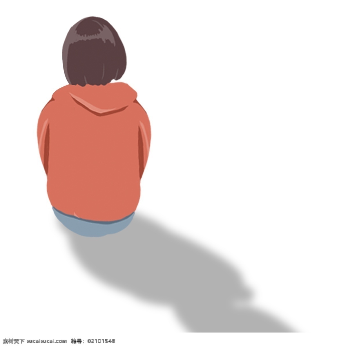 手绘 卡通 女孩 背影 元素 卡通女孩 元素设计 装饰图案 彩色元素 卡通元素 可爱元素