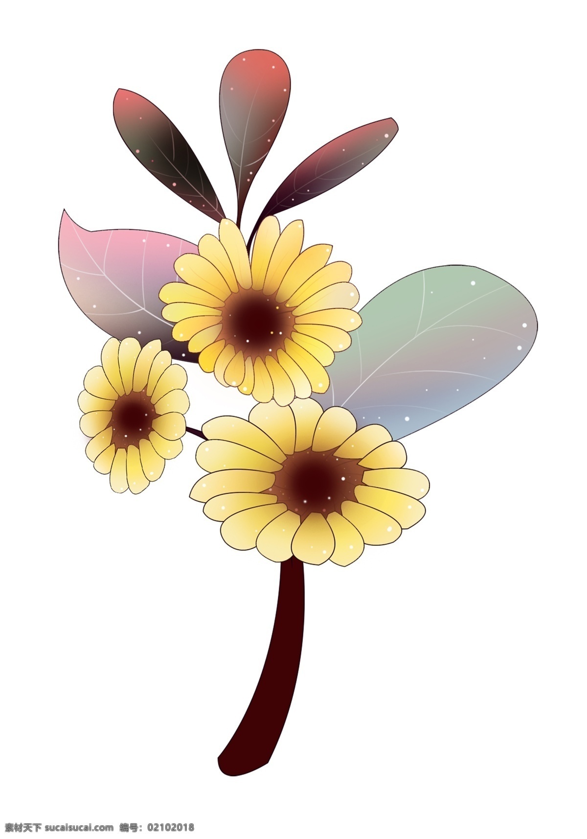 黄色 花朵 植物 插画 美丽的花朵 卡通插画 花朵插画 植物插画 鲜花花朵 花束 花瓣 黄色的花朵