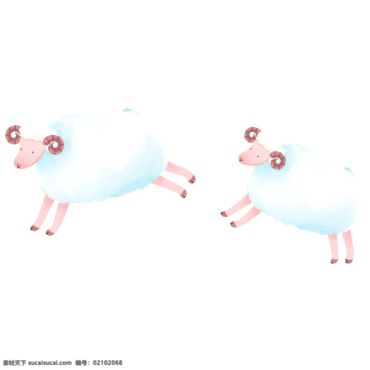 简约 手绘 小羊 透明 可爱风 动物 白色 卡通元素 免抠元素