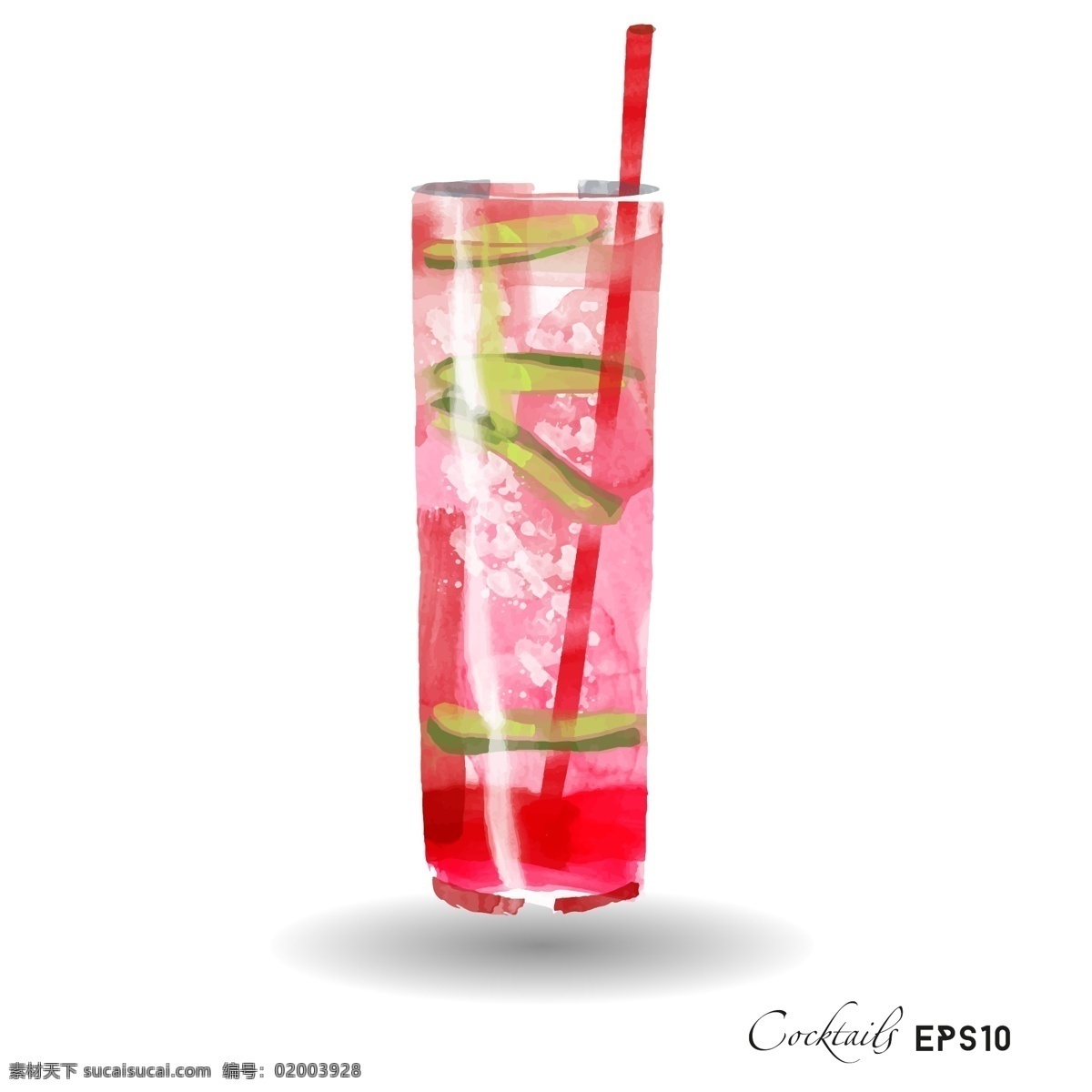 时尚 手绘 鸡尾酒 插画 静物 水彩绘 饮料 饮品