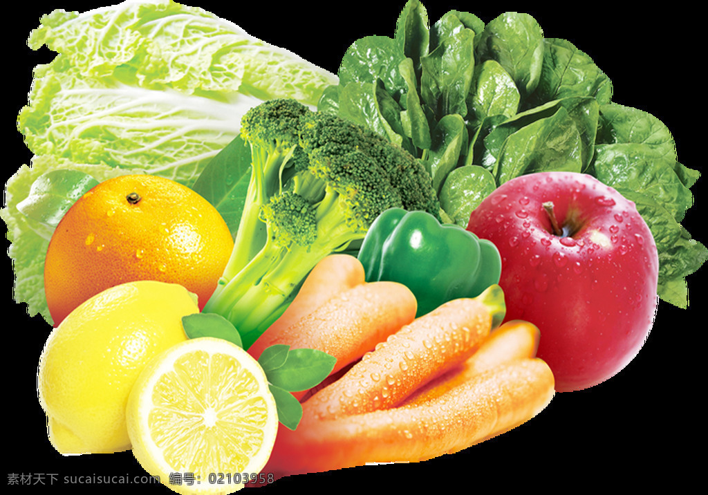 各种 新鲜 蔬菜 果实 大白菜 胡萝卜 免扣素材 柠檬 青菜 透明素材 装饰图片