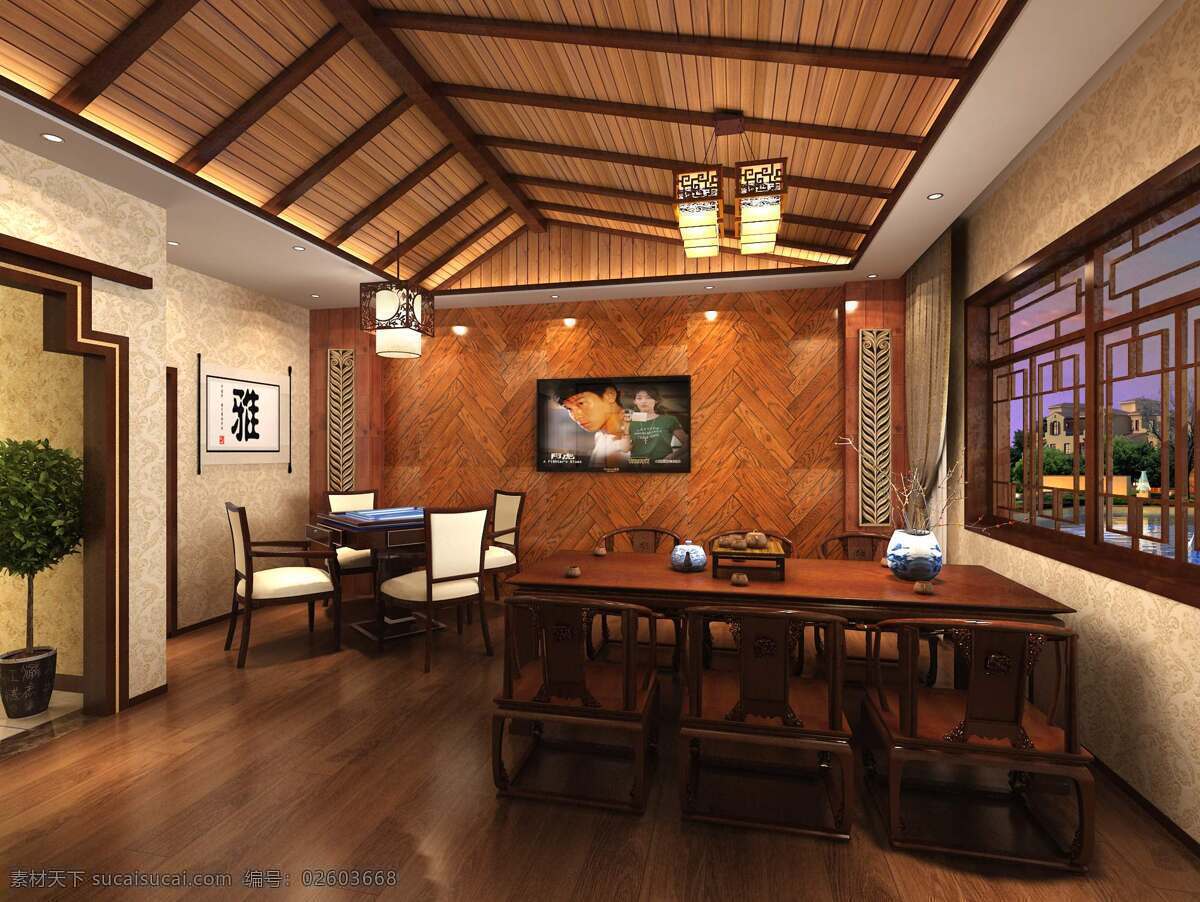 中式 茶室 vip 包间 东南亚 风格 环境设计 室内设计