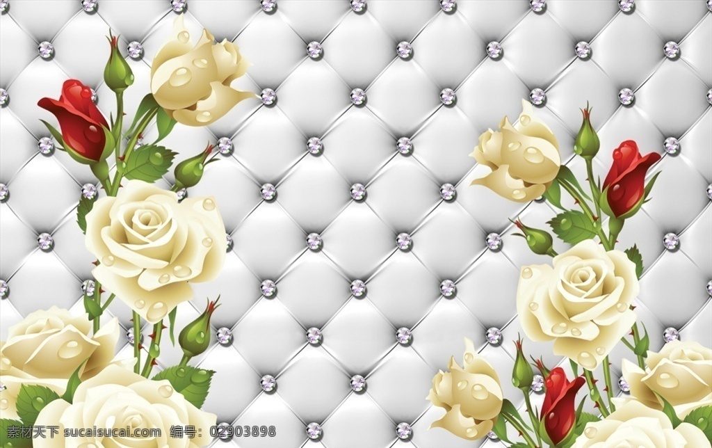 3d 立体 钻石 软 包 花朵 背景 墙 软包 室内背景墙 3d设计 3d作品