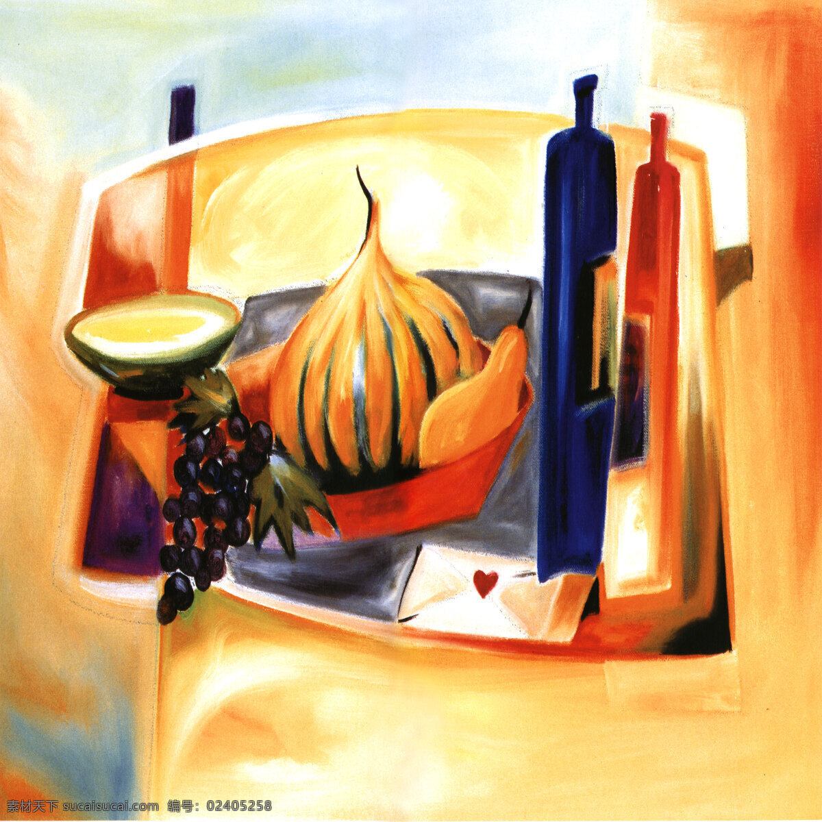 静物 写生 装饰画 无框画 油画 绘画艺术 抽象画 印象画 静物写生 水果 酒瓶 书画文字 文化艺术 黄色