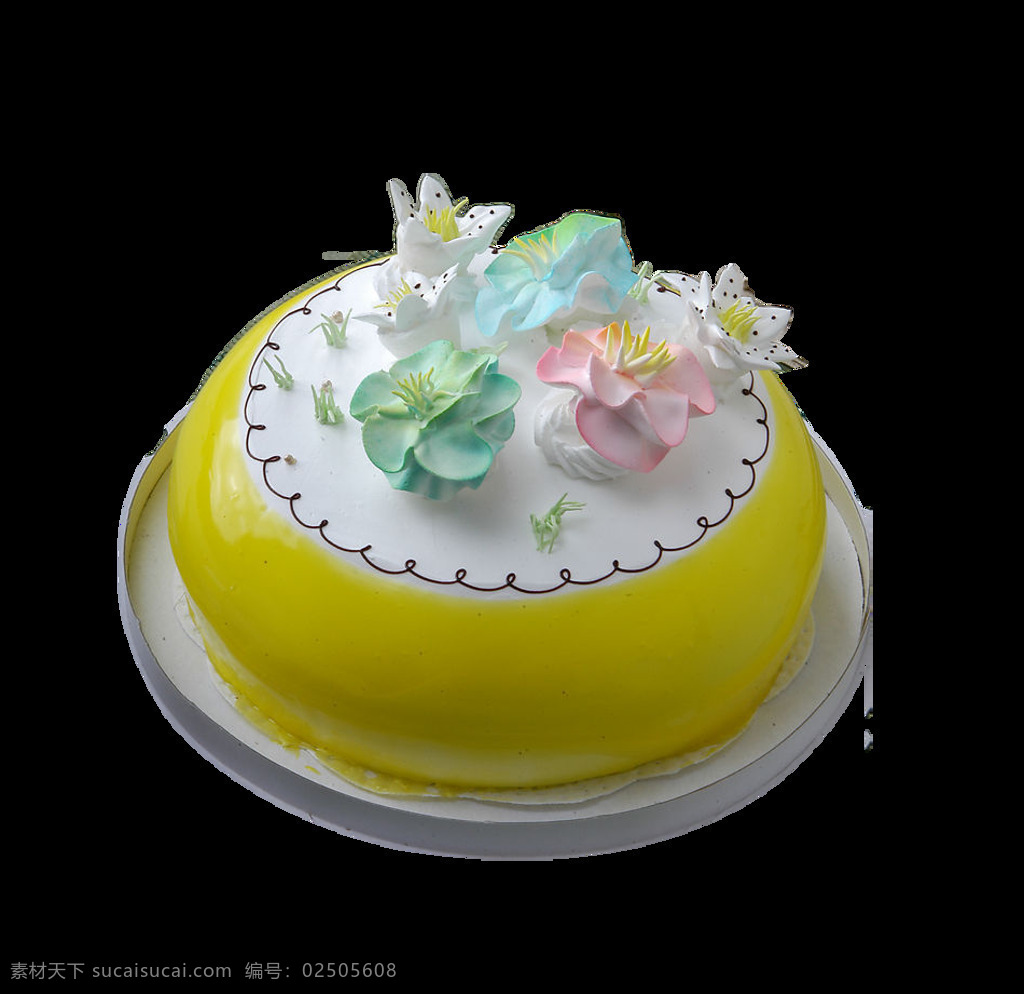 黄色 花朵 奶油 蛋糕 蛋糕模型 黄色蛋糕 节日蛋糕 慕斯蛋糕 圆形蛋糕