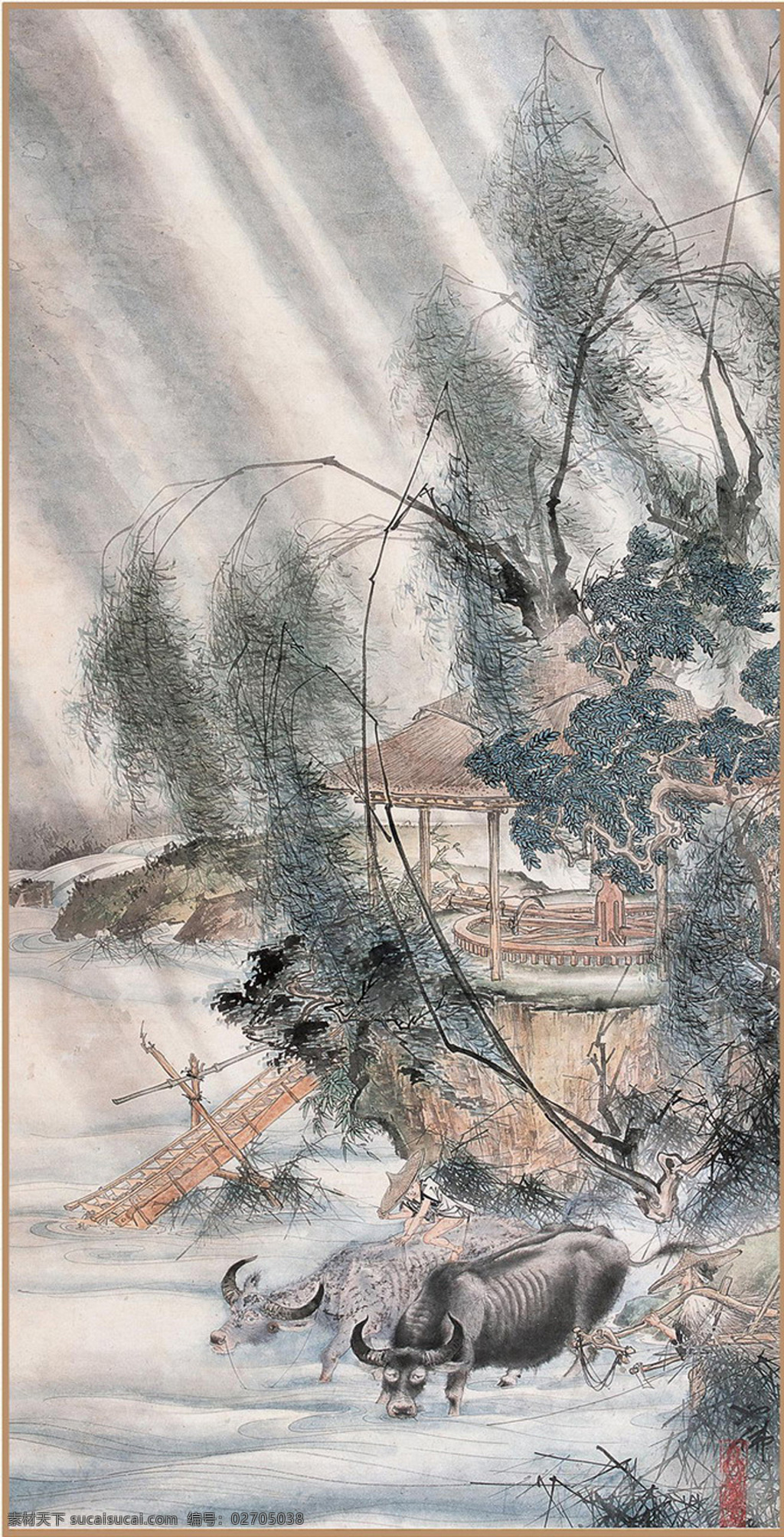 春牧图 胡也佛 近现代 山水画 精选 近代绘画 国画 古画 书画 文化艺术 绘画书法 设计图库