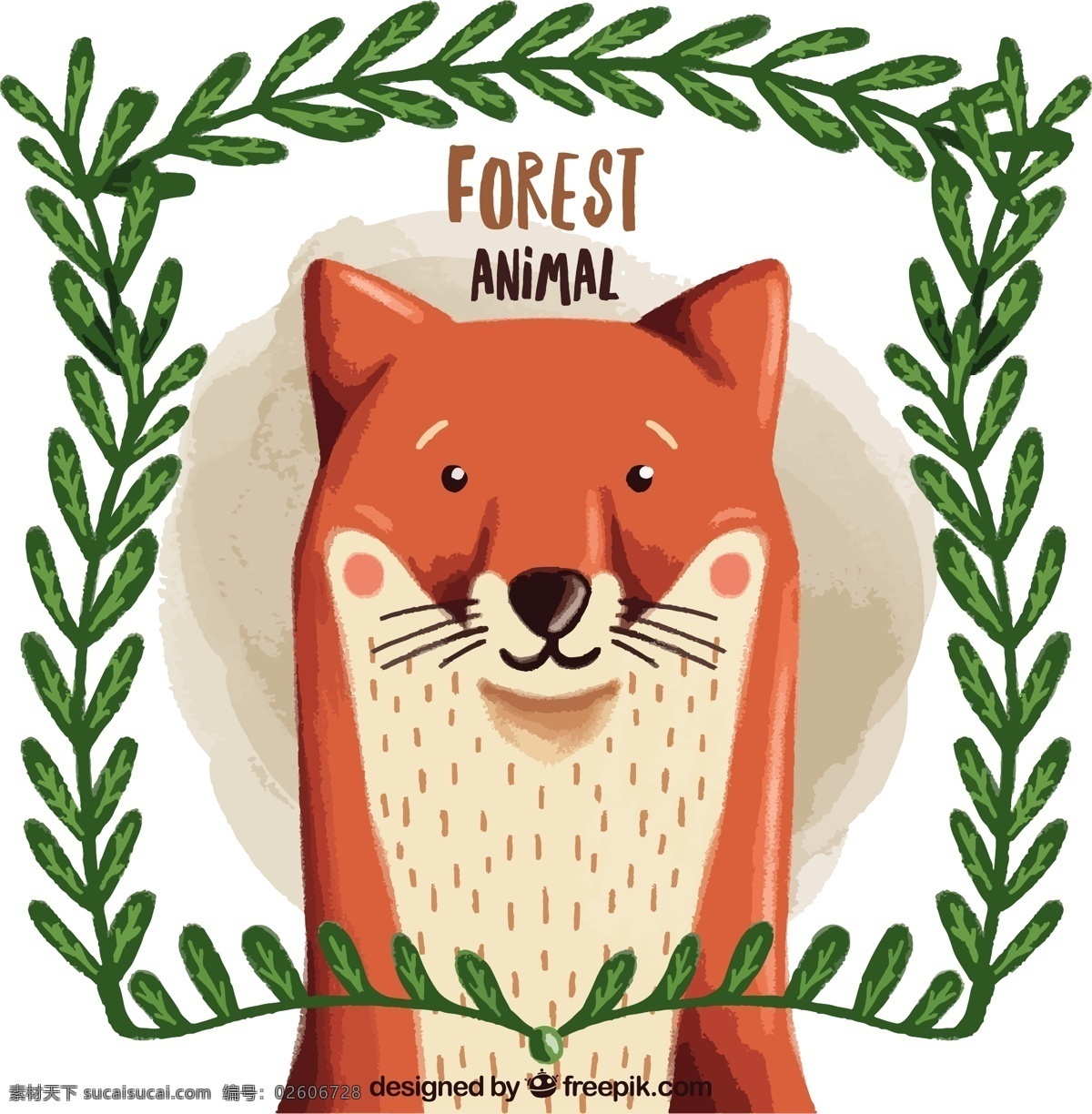 手绘 可爱 狐狸 镜框 水彩 手 自然 动物 性格 森林 可爱的 叶 福克斯 故事 野生 尼斯 漂亮 野生动物 画 人物