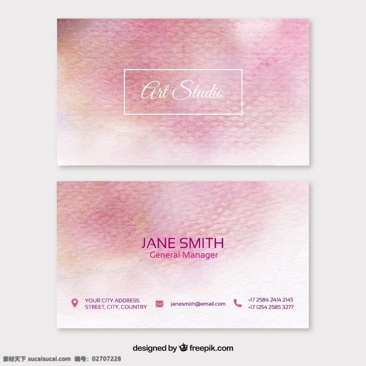 粉红色 水彩 名片 商标 商业 抽象 卡片 手 模板 办公室 展示 文具 公司 抽象标志 企业标识 品牌 现代