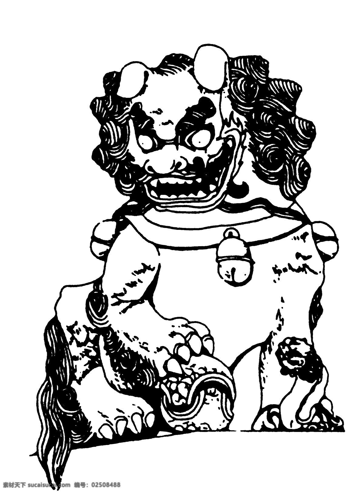 石狮图案 清代图案 中国 传统 图案 设计素材 装饰图案 书画美术 白色