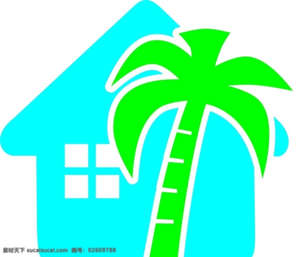 房子 椰树 房产 标志 xx房产标志 logo设计