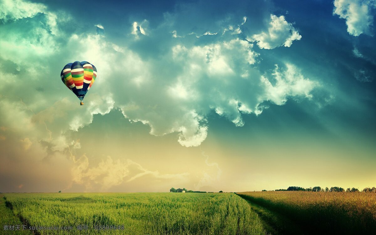 藍天熱氣球 藍天 熱氣球 夢幻 黄色