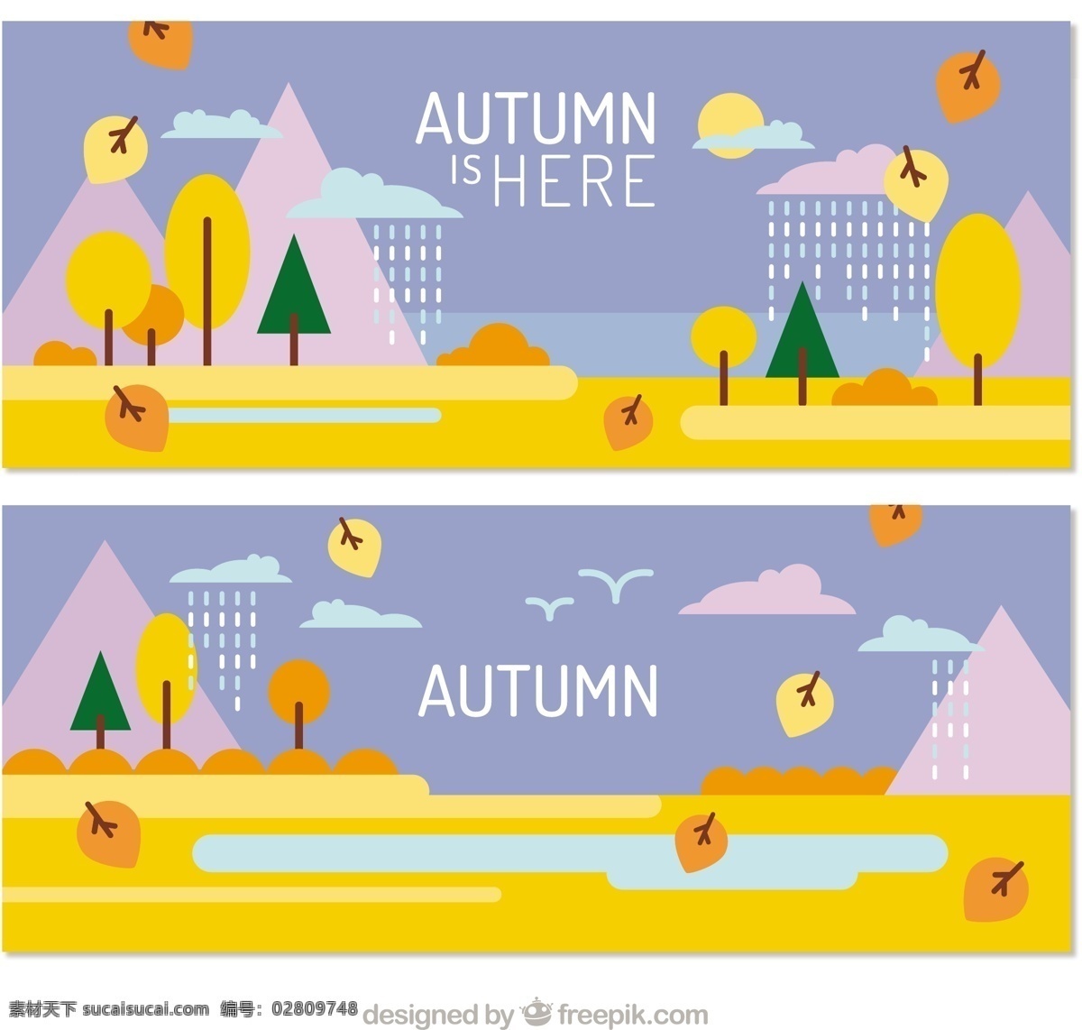 秋天 色彩缤纷 旗帜 横幅 模板 树叶 自然 可爱 色彩丰富 创意 色彩 棕色 温暖 树枝 秋天的树叶 美丽的季节
