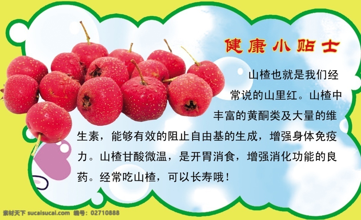 山楂 水果 健康小贴士 各种水果益处 健康常识 广告设计模板 源文件