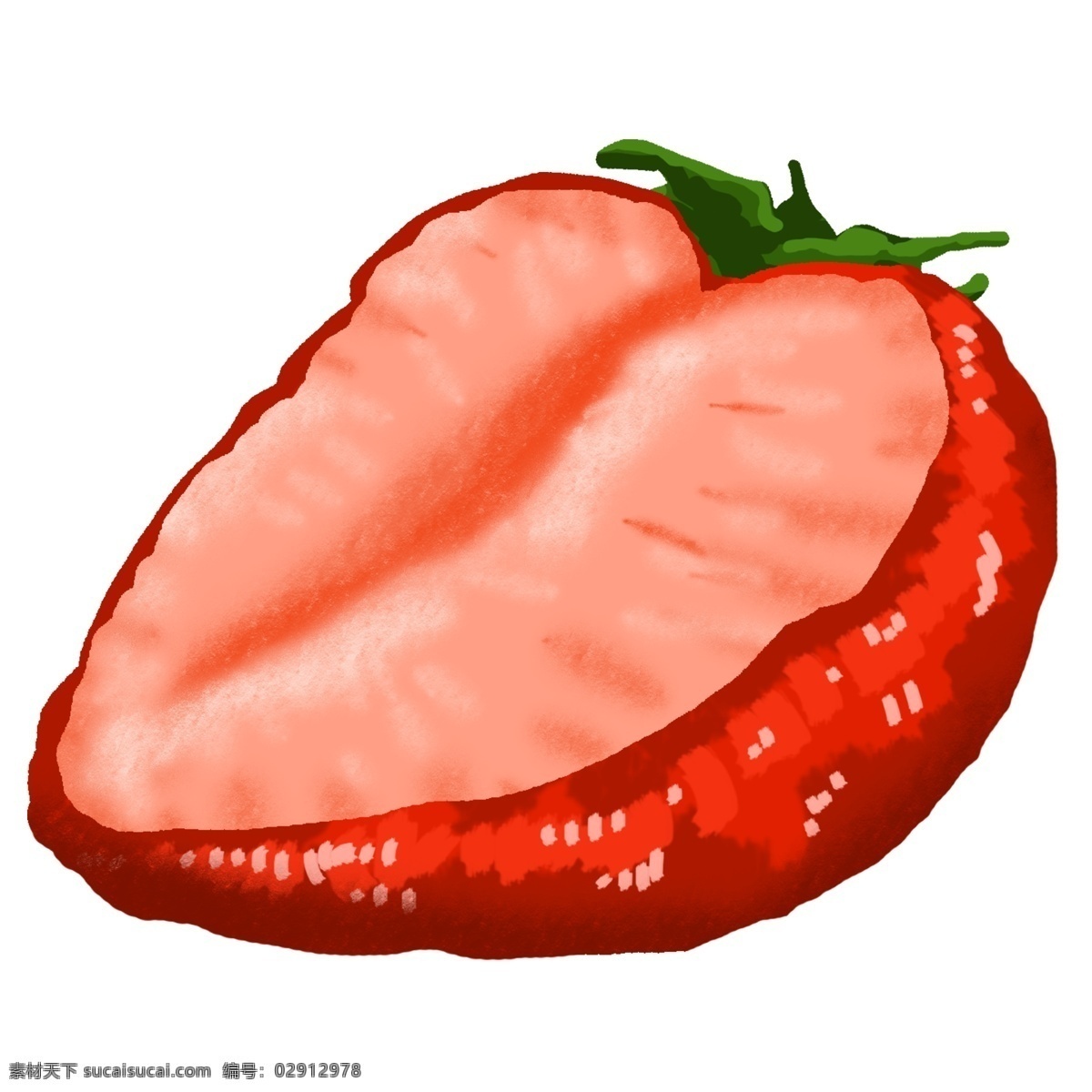 手绘 美味 草莓 插画 美味的草莓 手绘草莓 切开的草莓 美食插画 水果插画 红色草莓插画 水果草莓