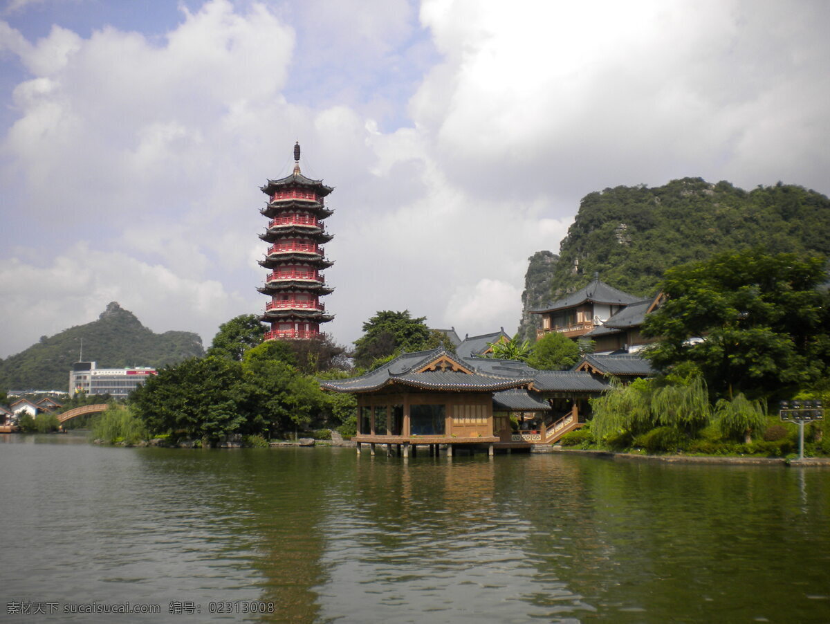 桂林美景 桂林 木龙湖 古塔 湖水 漓江水 国内旅游 旅游摄影