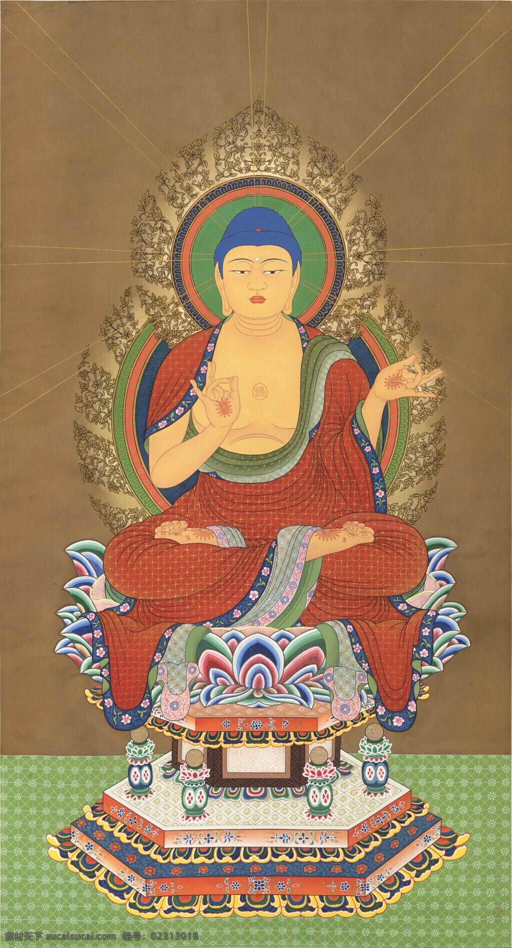 十二光如来 无量光佛宝像 佛 佛像 如来 阿弥陀佛 无量光 绘画 国画 工笔 重彩 佛教绘画 绘画书法 文化艺术